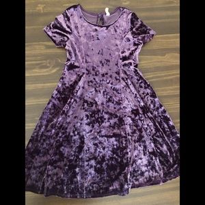 Purple Soft Crushed Velvet Skater Dress Girls US L (10/12) From Nordstrom Rack